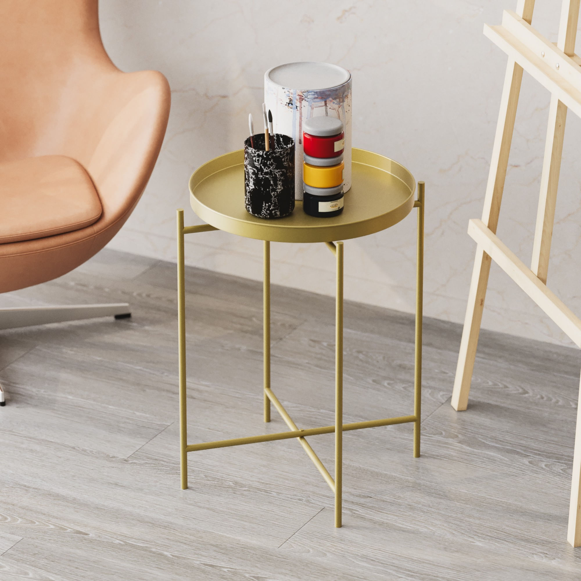 Masuta de cafea, Hanah Home, metal, auriu, 46x46x56 cm, 491CRT1135 — imaginea 2