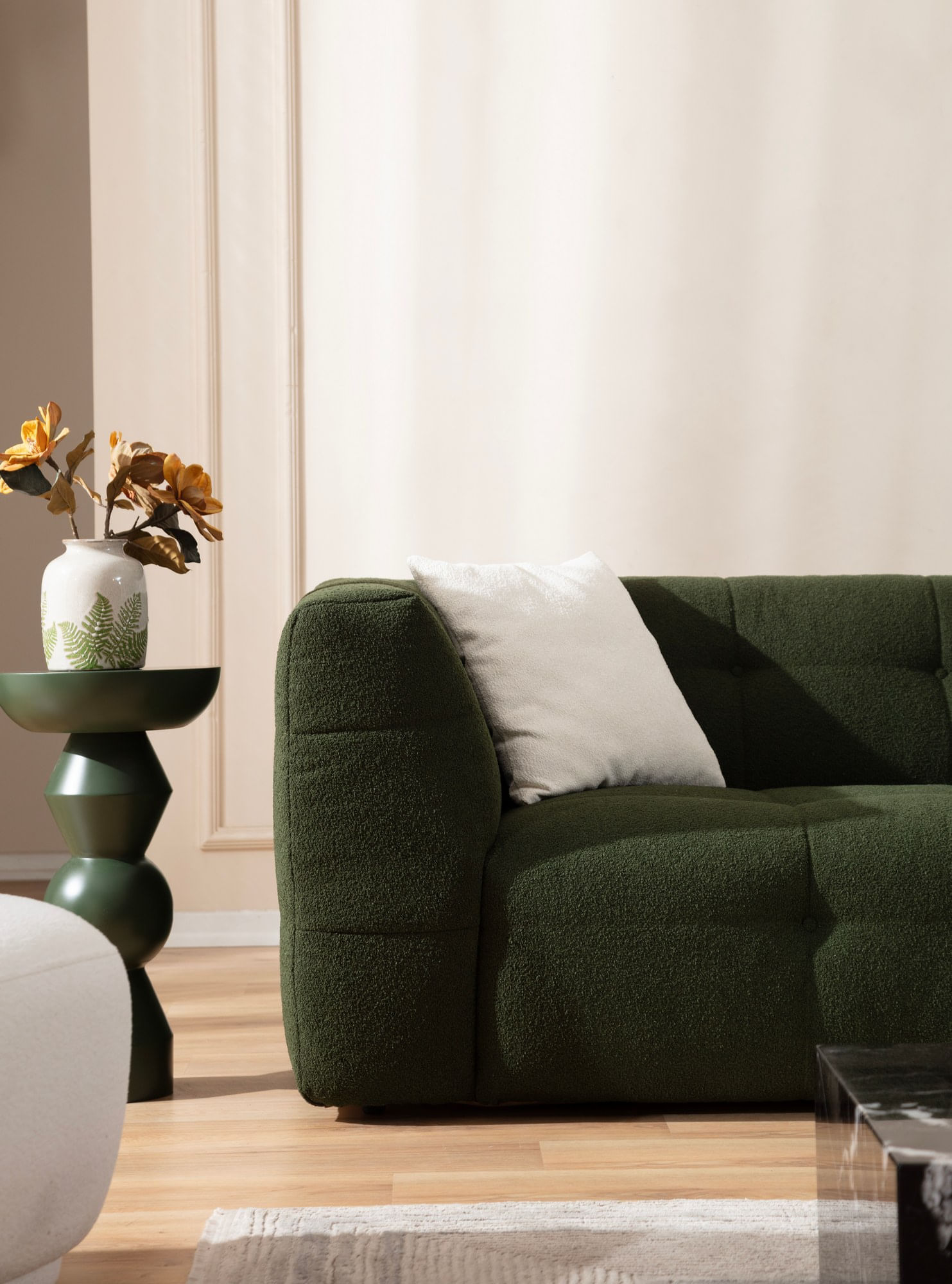 Canapea 3 locuri, Hanah Home, lemn fag, verde, 235x100x72 cm — imaginea 3