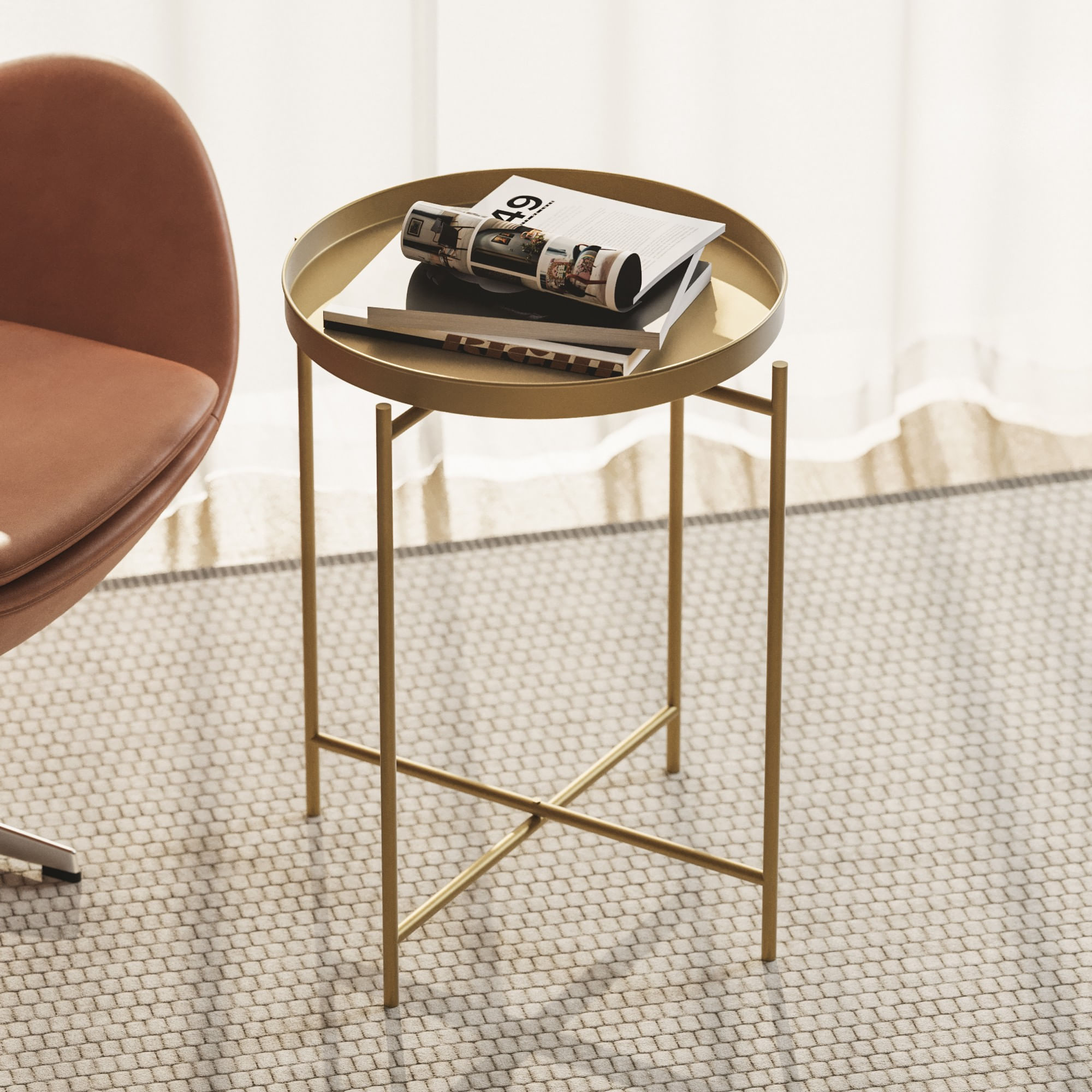 Masuta de cafea, Hanah Home, metal, auriu, 46x46x56 cm, 491CRT1135 — imaginea 3