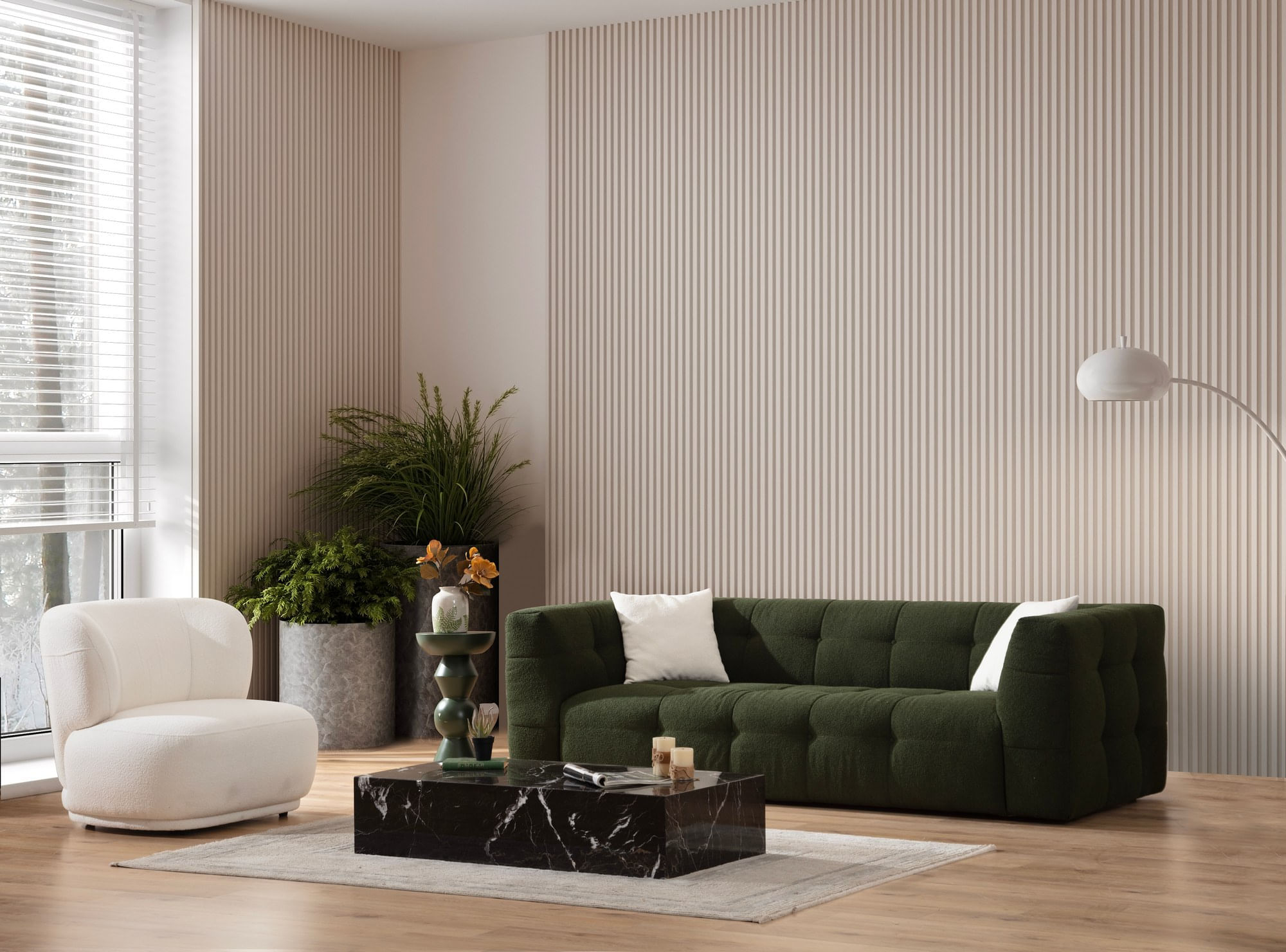 Canapea 3 locuri, Hanah Home, lemn fag, verde, 235x100x72 cm — imaginea 4