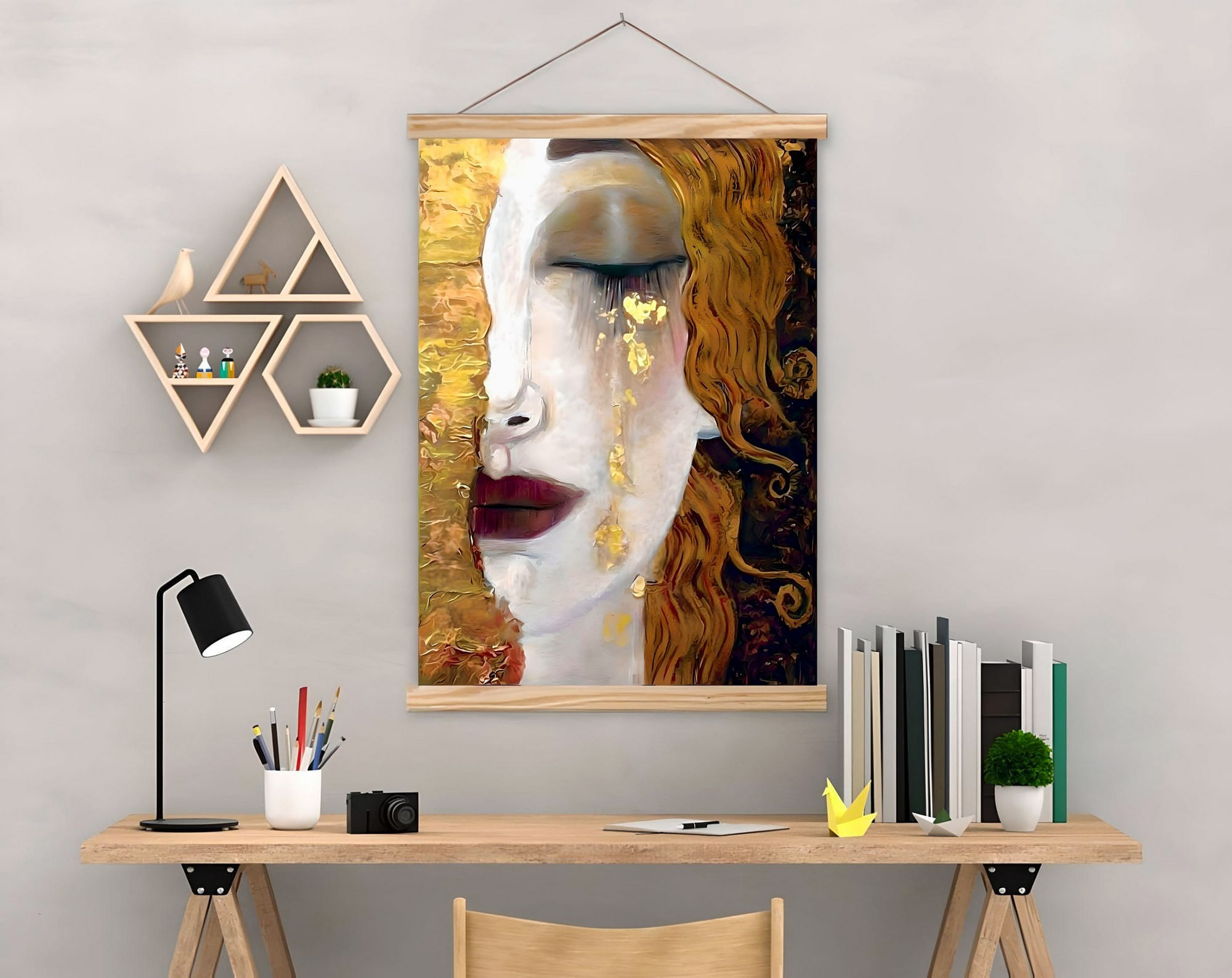 Tablou decorativ inramat, Wallxpert, multicolor, 50x70 cm, poliester-bumbac, rama lemn - 3 | YEO