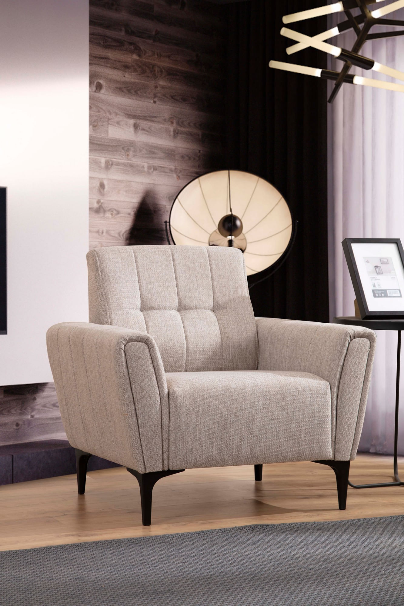 Fotoliu, Hanah Home, lemn fag si pal, bej, 90x95x77 cm — imaginea 2