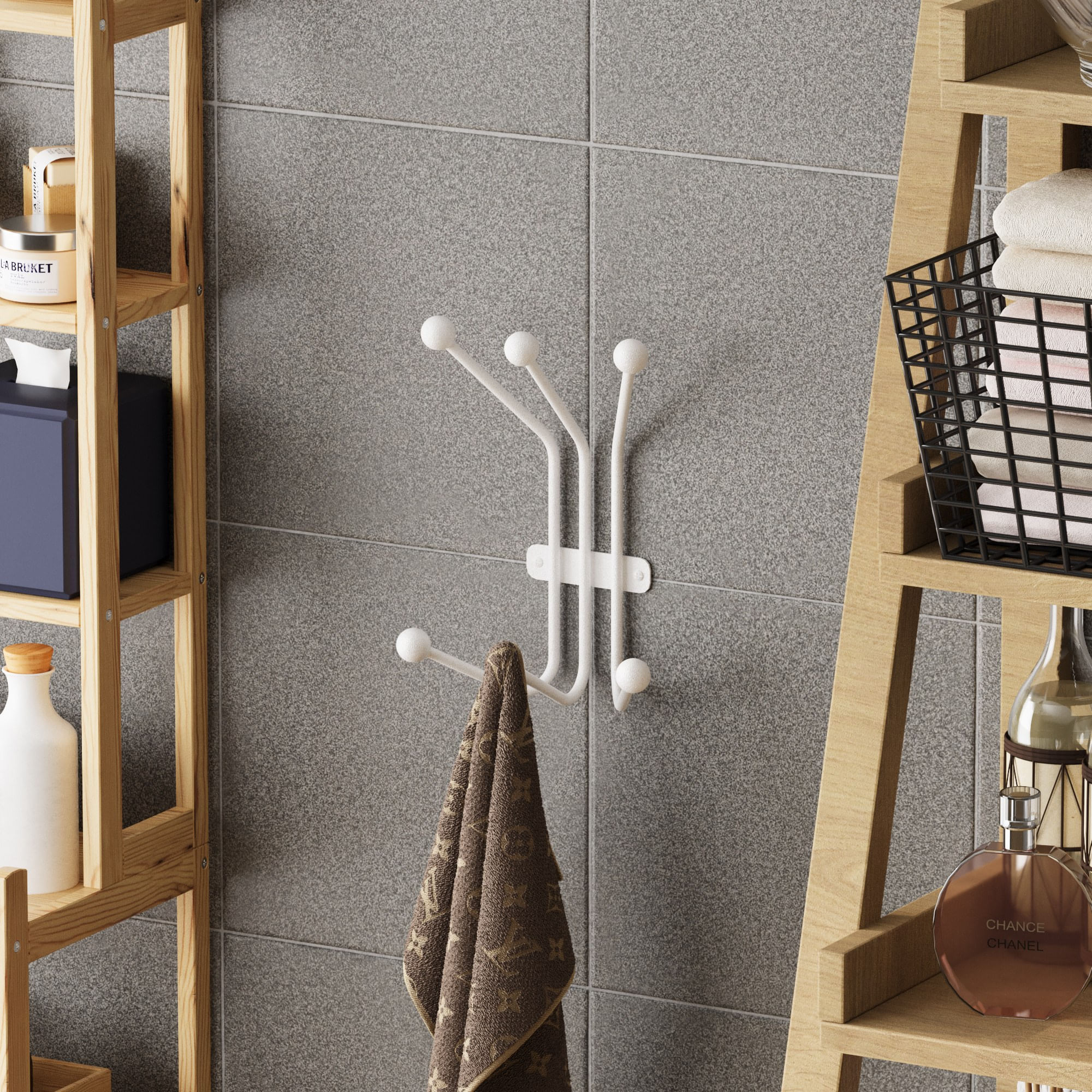 Cuiere de perete, Wallxpert, metal, alb, 23x13x30 cm — imaginea 4