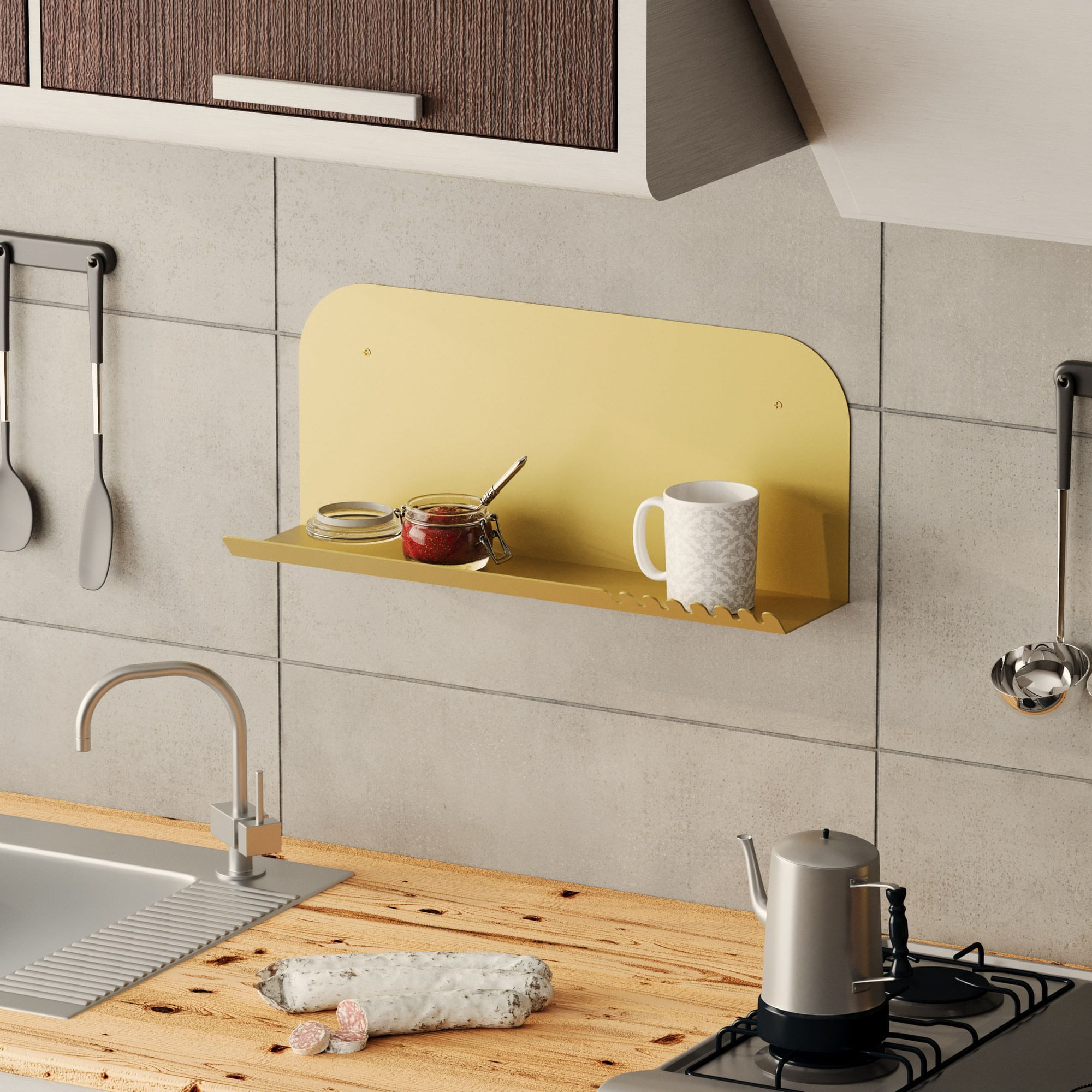 Raft de perete, Hanah Home, metal, auriu, 55x23x12 cm — imaginea 2