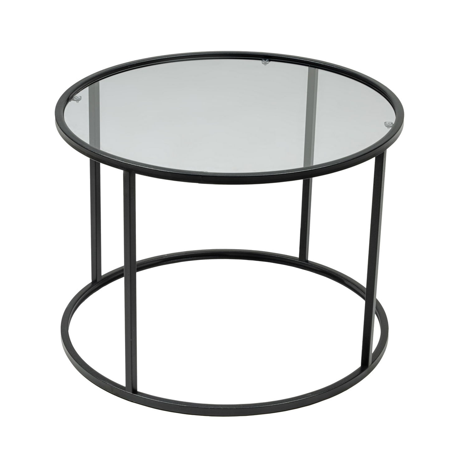 Masuta de cafea, Hanah Home, sticla calita si metal, negru, 60x60x43 cm