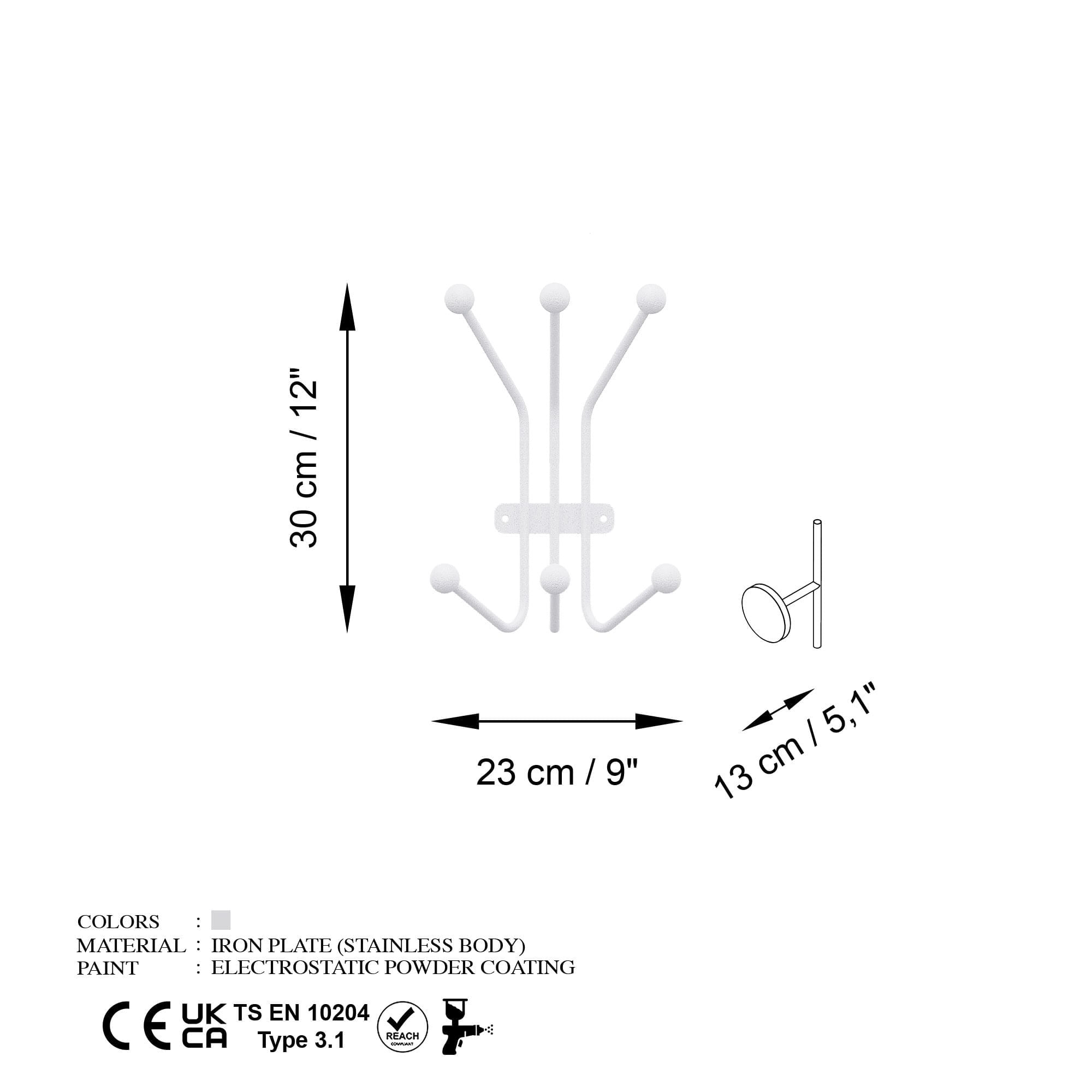 Cuiere de perete, Wallxpert, metal, alb, 23x13x30 cm — imaginea 6