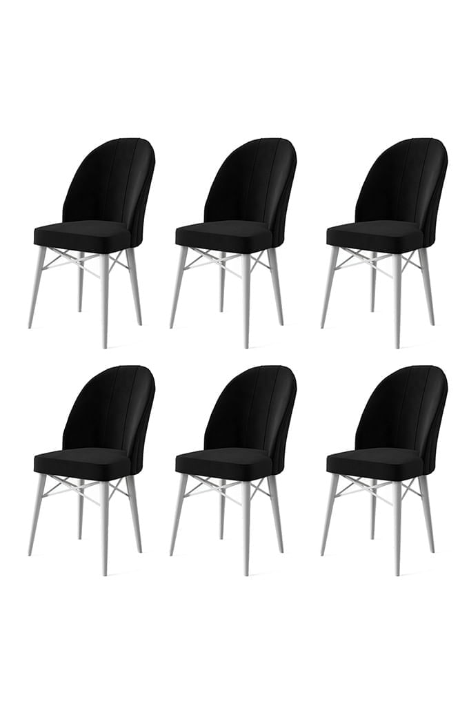 Set scaune, Hanah Home, metal, alb-negru, 44x42x96 cm, 6 piese — imaginea 3