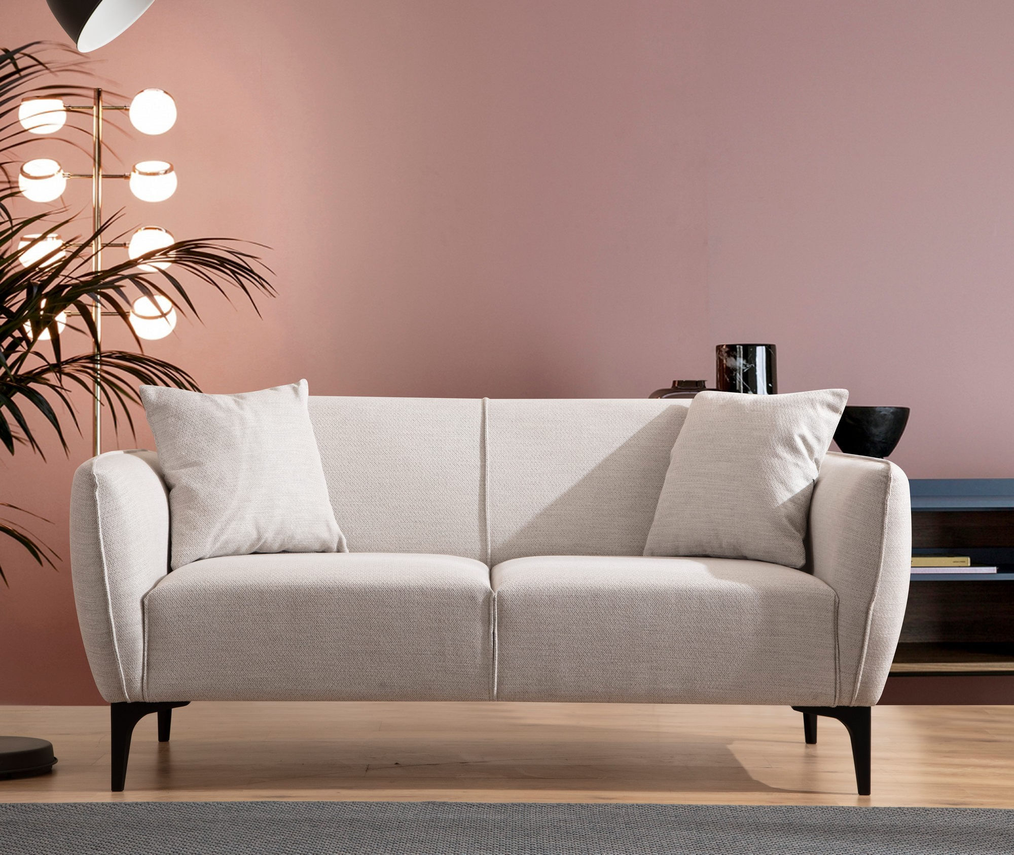 Canapea 2 locuri, Hanah Home, lemn fag si pal, alb, 160x95x67 cm — imaginea 2