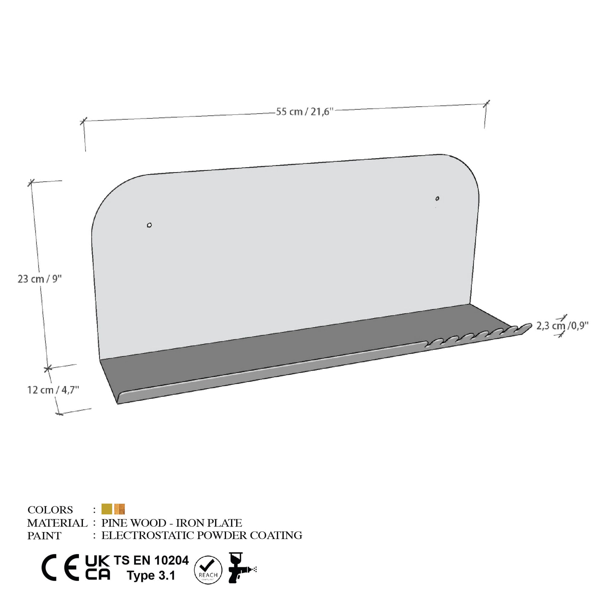 Raft de perete, Hanah Home, metal, auriu, 55x23x12 cm — imaginea 7