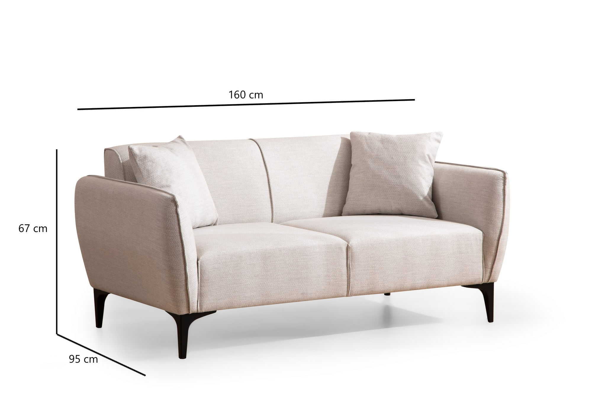 Canapea 2 locuri, Hanah Home, lemn fag si pal, alb, 160x95x67 cm — imaginea 5