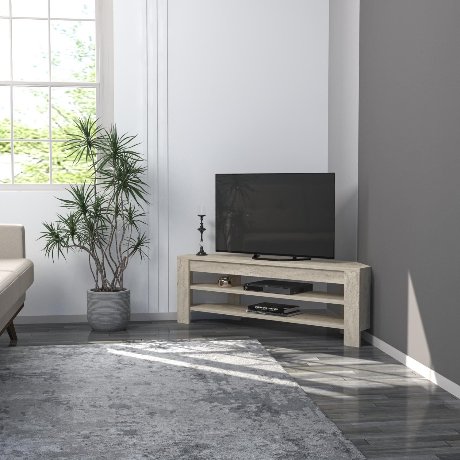 Comoda tv, Hanah Home, pal melaminat, travertin, 120x40x30 cm — imaginea 3