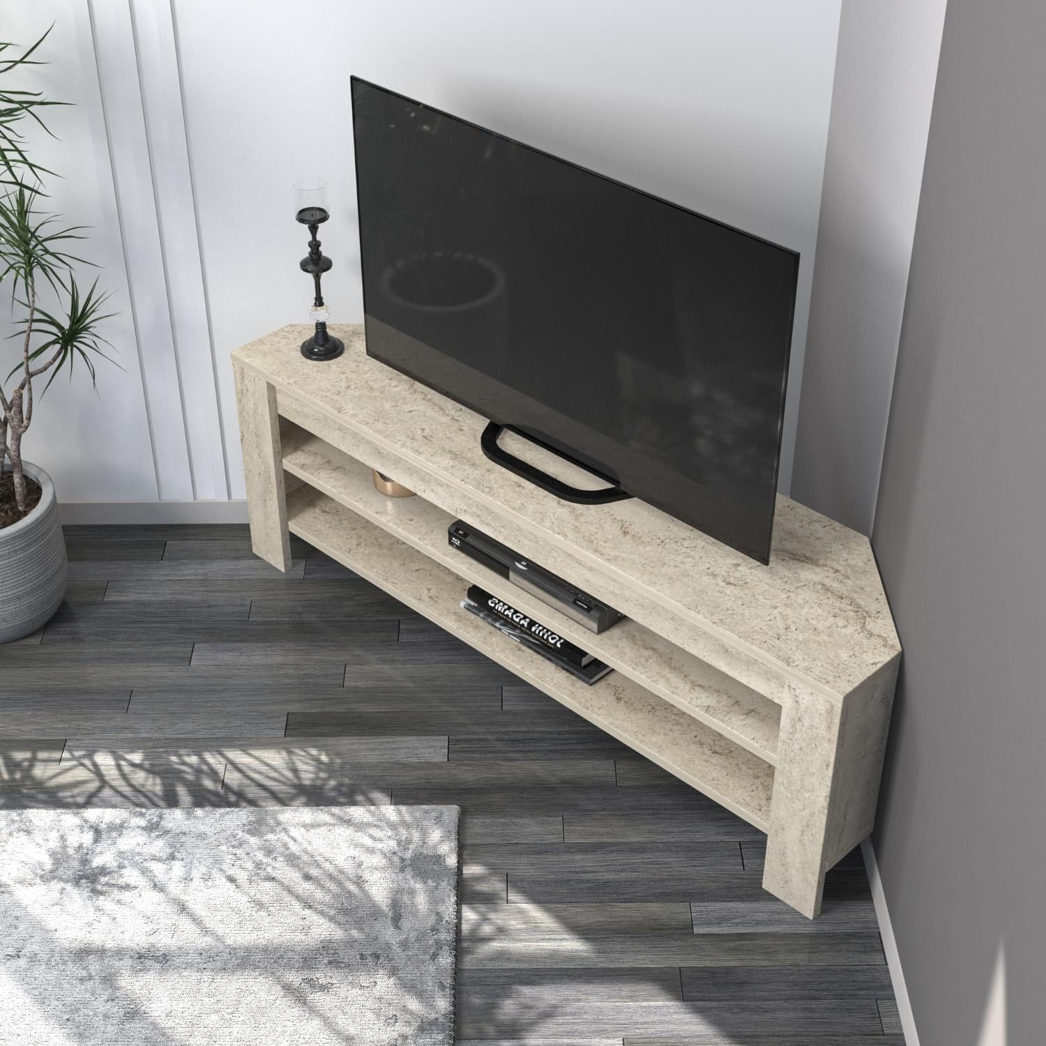 Comoda tv, Hanah Home, pal melaminat, travertin, 120x40x30 cm — imaginea 4