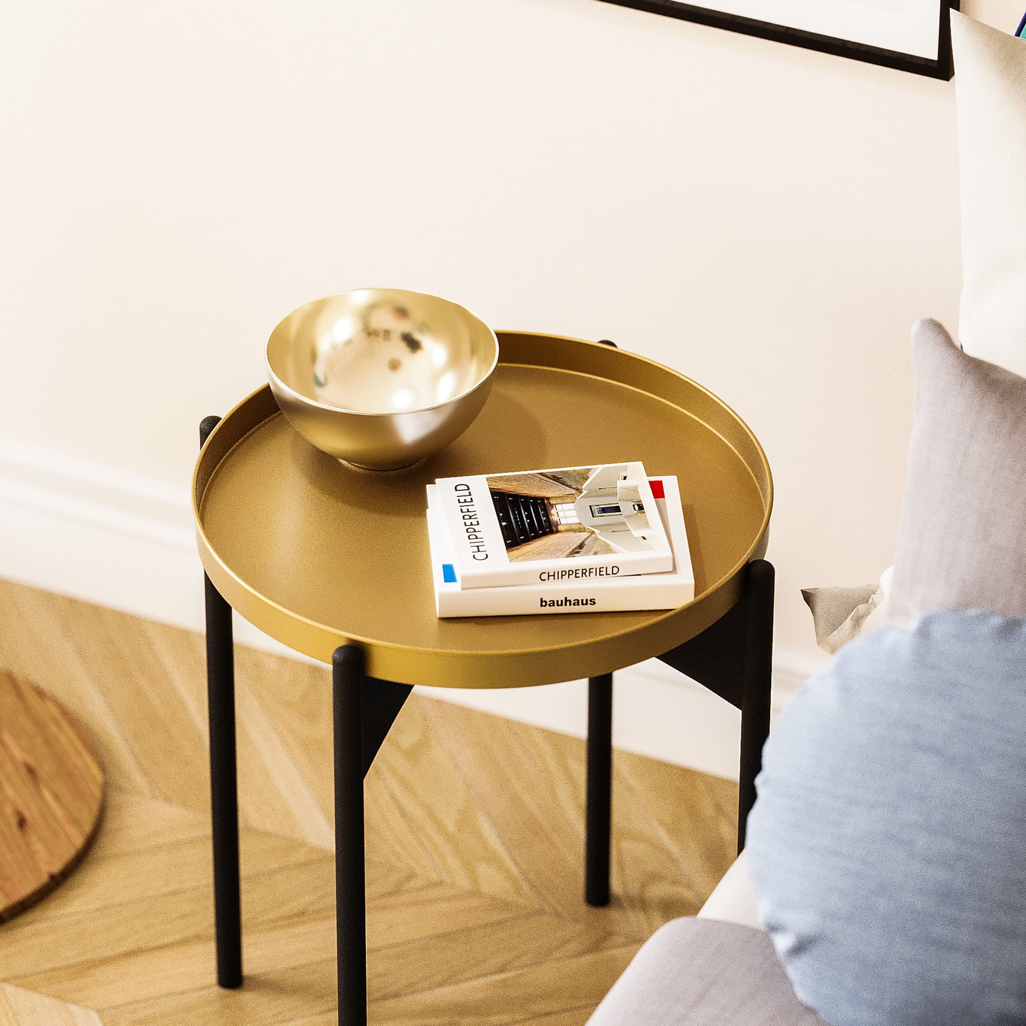 Masuta de cafea, Hanah Home, metal, negru auriu, 44x44x57 cm — imaginea 4