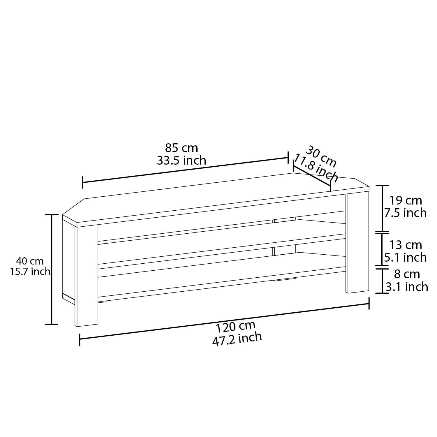 Comoda tv, Hanah Home, pal melaminat, travertin, 120x40x30 cm — imaginea 6