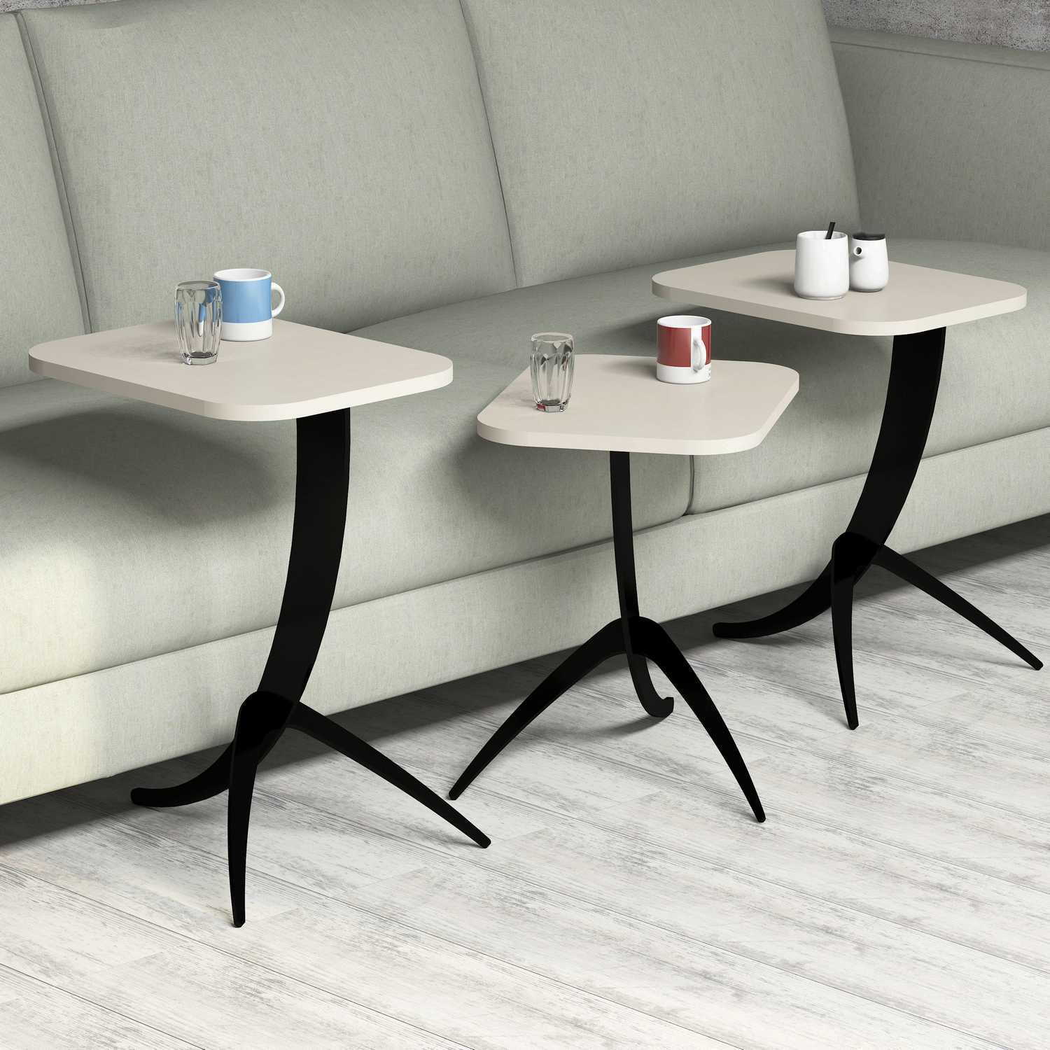 Set masute de cafea, Hanah Home, PAL melaminat, crem, 35x45x60 cm
