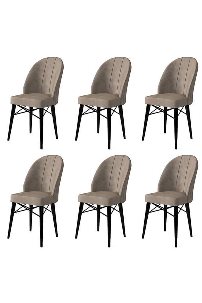 Set scaune, Hanah Home, metal, cappuccino si negru, 44x42x96 cm, 6 piese — imaginea 3