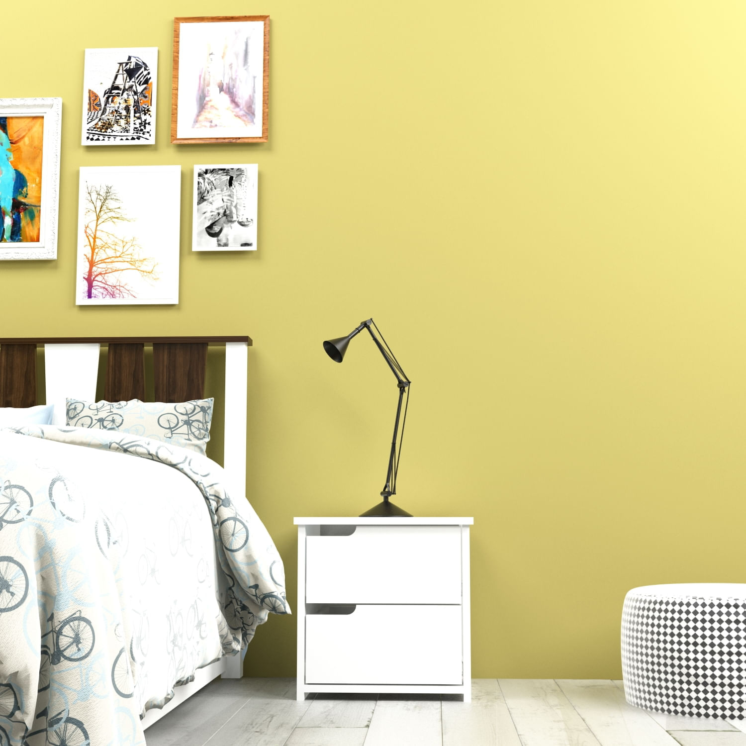 Noptiera, Hanah Home, pal melaminat, alb, 45x40x45 cm — imaginea 5