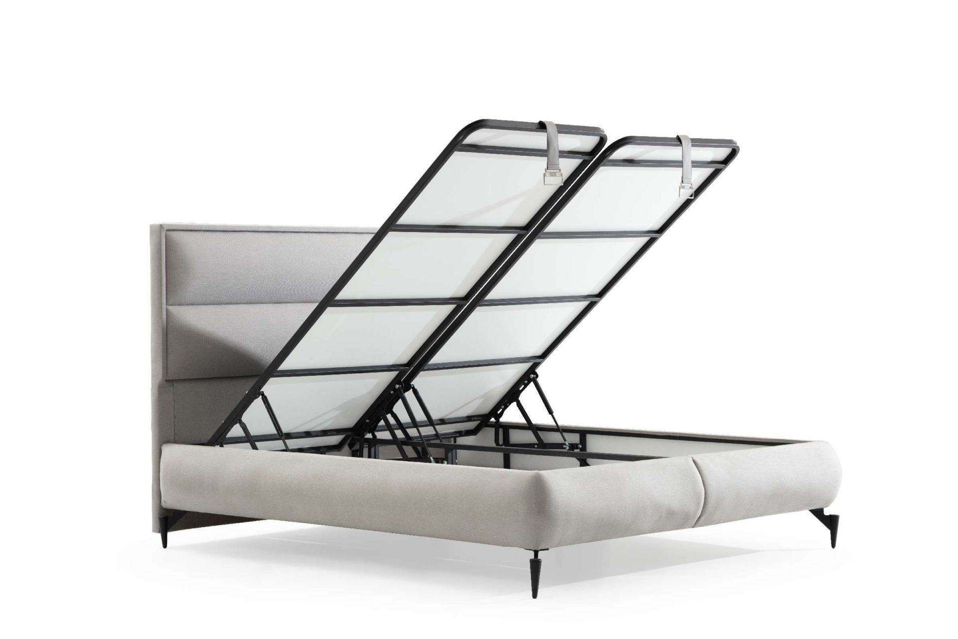 Somiera cu tablie, Hanah Home, pal melaminat, gri, 180x200 cm — imaginea 2