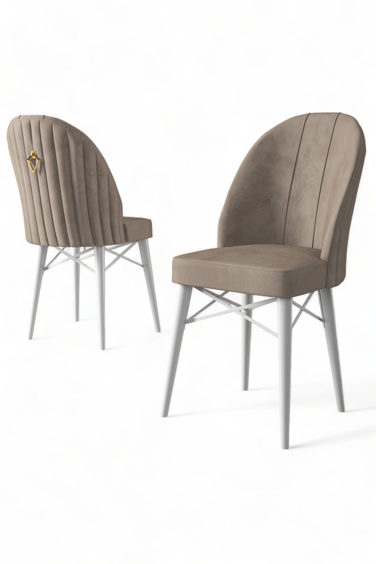 Set scaune, Hanah Home, metal, cappuccino si alb, 44x42x96 cm, 6 piese — imaginea 3