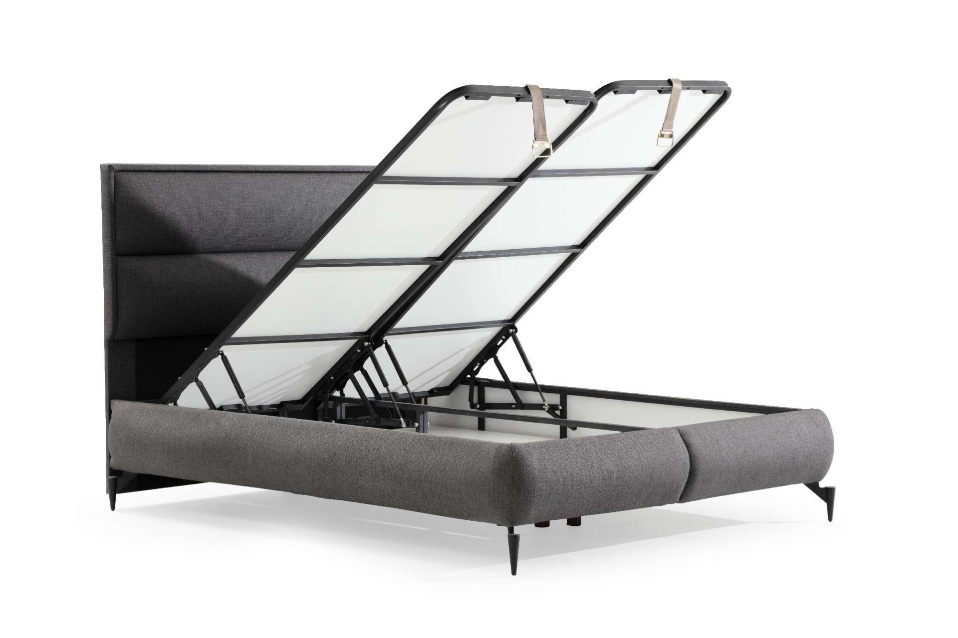 Somiera cu tablie, Hanah Home, melaminat, gri inchis, 90x190 cm — imaginea 2