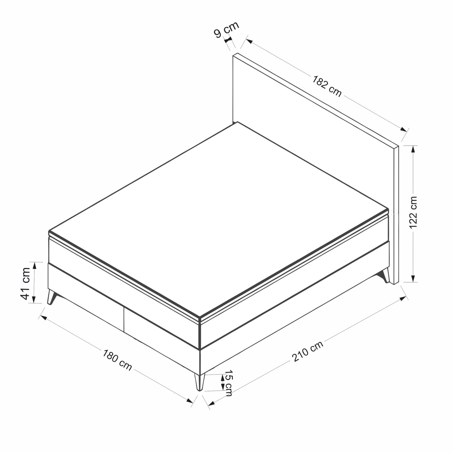 Somiera cu tablie, Hanah Home, pal melaminat, gri, 180x200 cm — imaginea 4