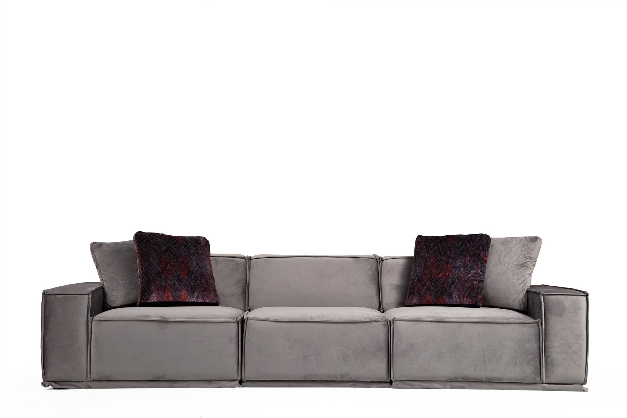 Canapea 3 locuri, Hanah Home, lemn fag si pal, gri, 300x100x76 cm