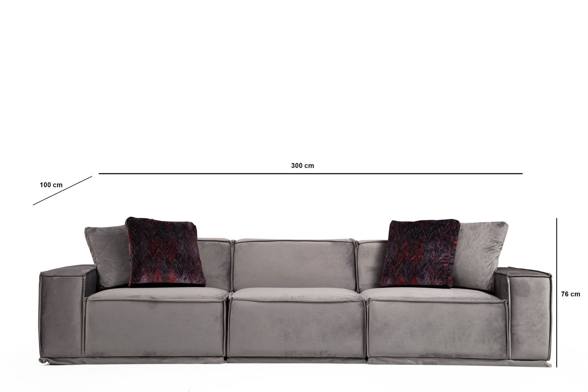 Canapea 3 locuri, Hanah Home, lemn fag si pal, gri, 300x100x76 cm — imaginea 8