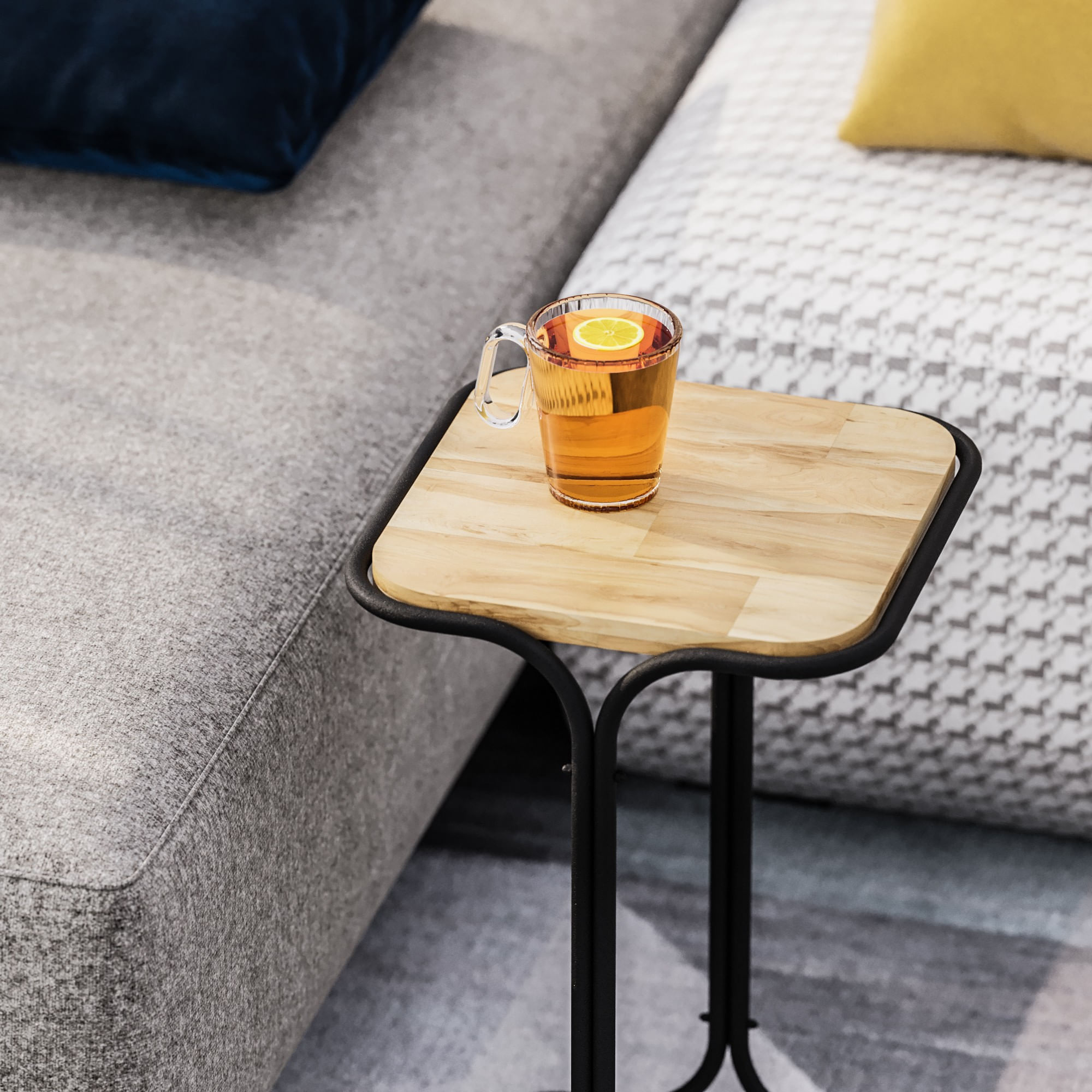 Masuta de cafea, Hanah Home, lemn, negru si natural, 30x30x52 cm — imaginea 4