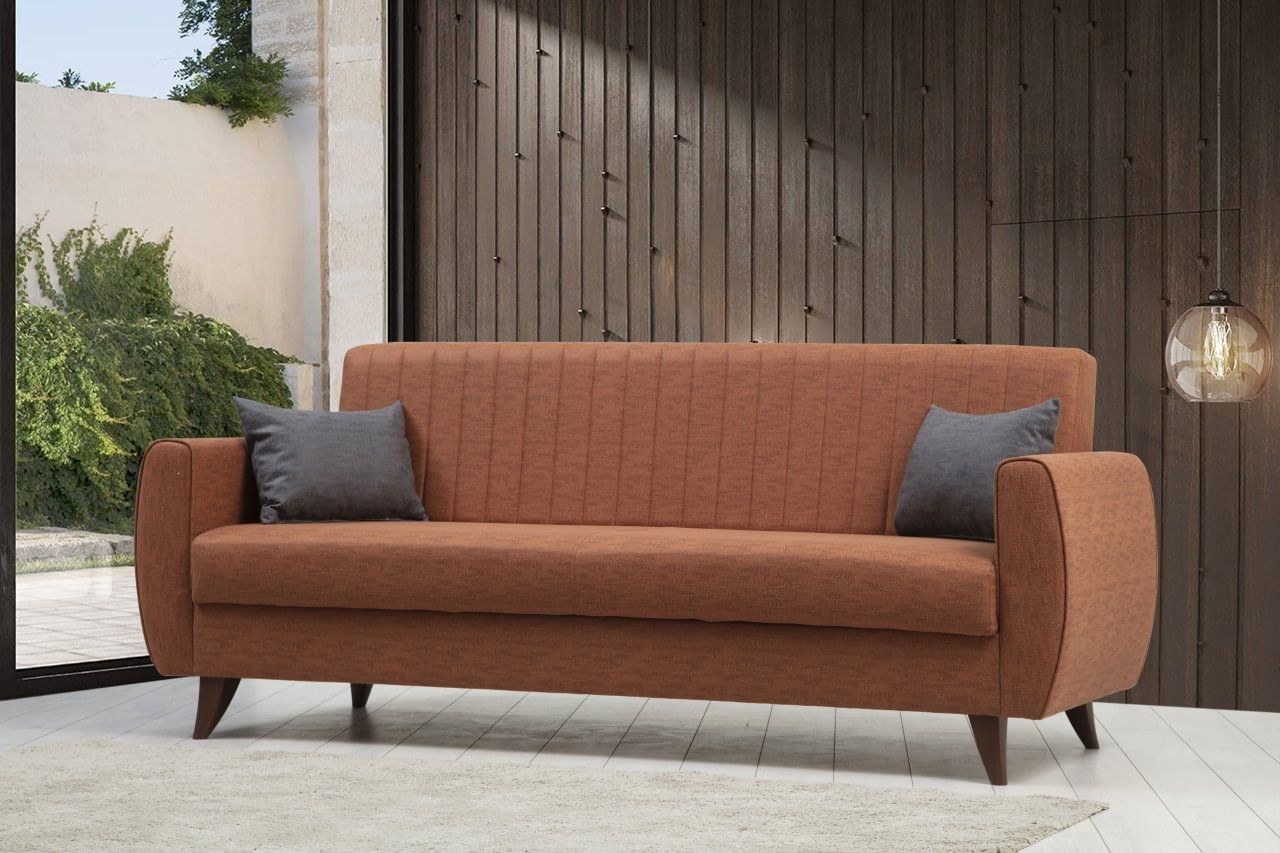 Canapea extensibila 3 locuri, Atelier Del Sofa, poliester texturat in, rosu tigla, 214x86x77 cm — imaginea 2