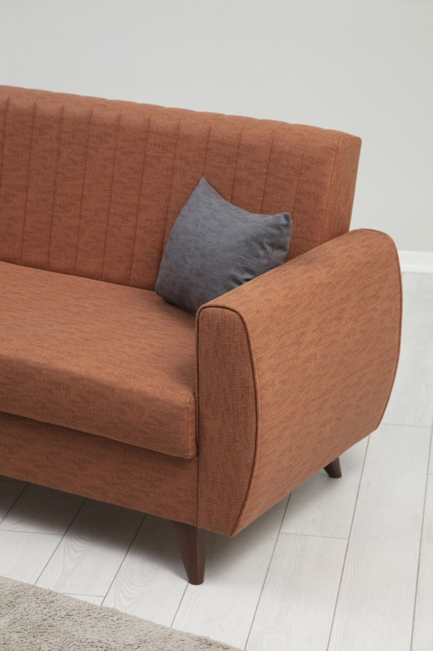 Canapea extensibila 3 locuri, Atelier Del Sofa, poliester texturat in, rosu tigla, 214x86x77 cm — imaginea 3
