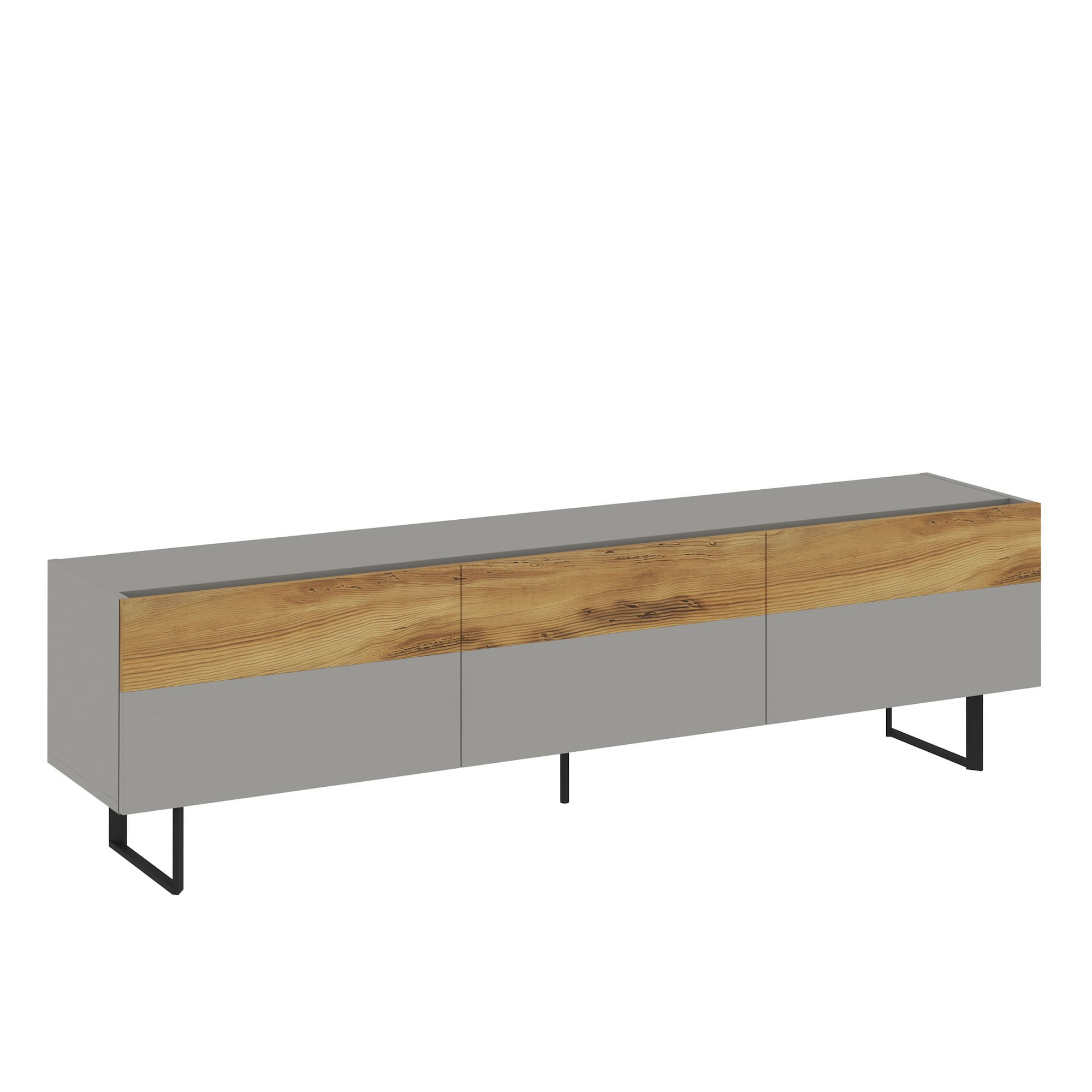 Comoda tv, Hanah Home, pal melaminat, gri si stejar, 180x49x37 cm — imaginea 5