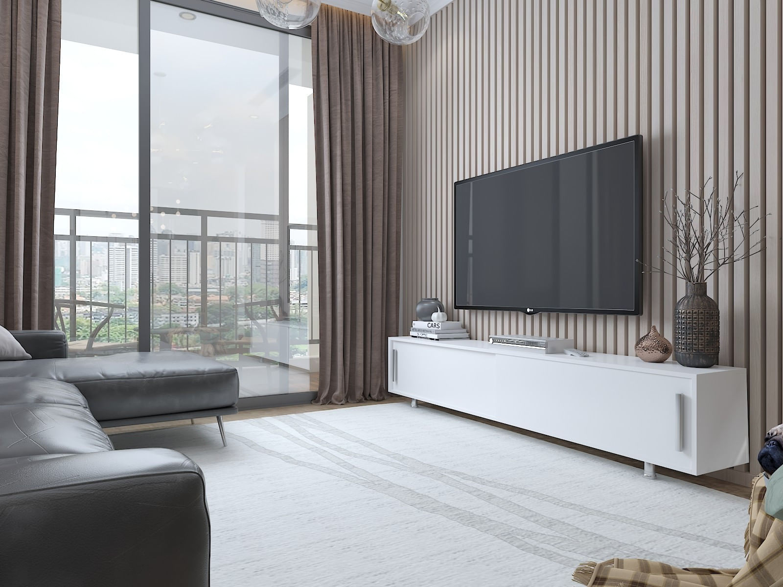 Comoda tv, Hanah Home, pal melaminat, alb, 180x40x30 cm, 875ZNA3015 — imaginea 2