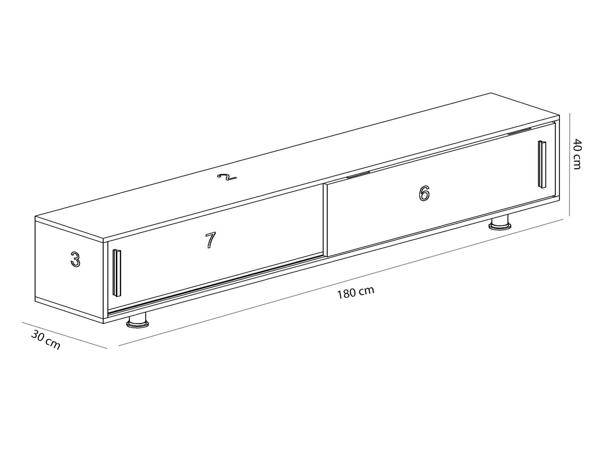 Comoda tv, Hanah Home, pal melaminat, alb, 180x40x30 cm, 875ZNA3015 — imaginea 3