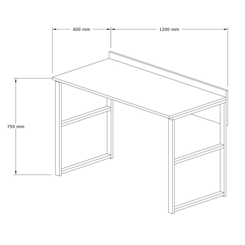 Birou de studiu, Hanah Home, PAL melaminat, nuc si negru, 120x60x75 cm, 835PUQ3831 — imaginea 4