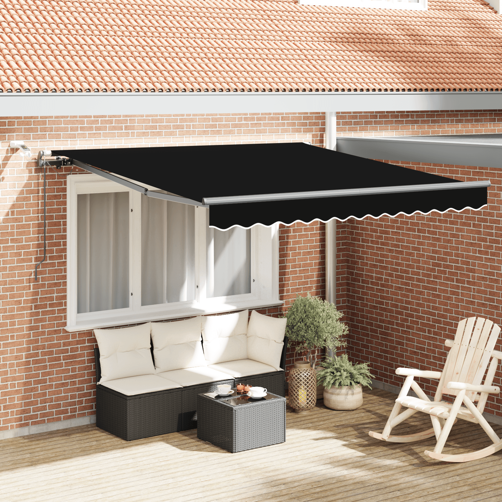 Copertina retractabila automata cu LED neagra 300x250 cm