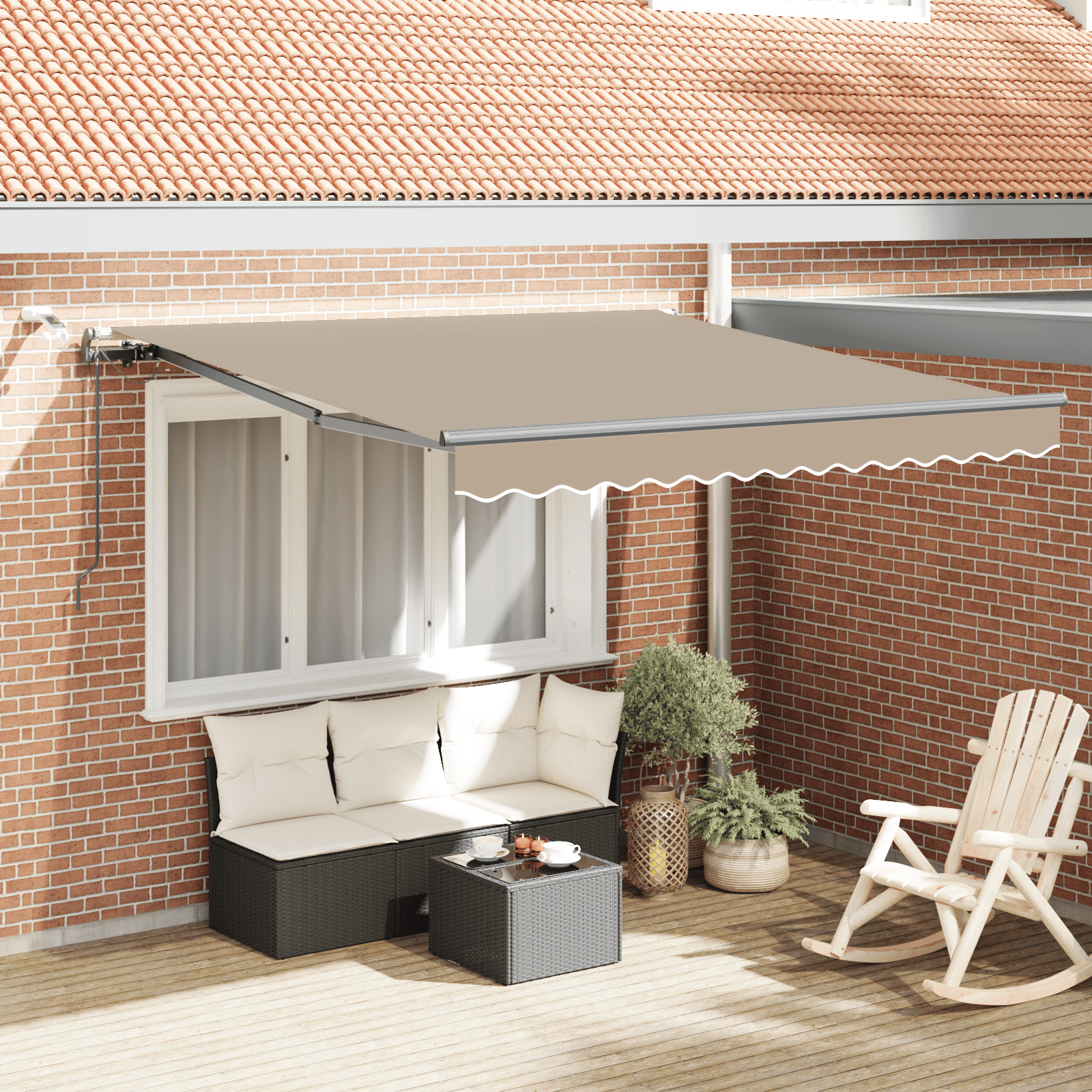 Copertina retractabila automata cu LED Bej 350x250 cm