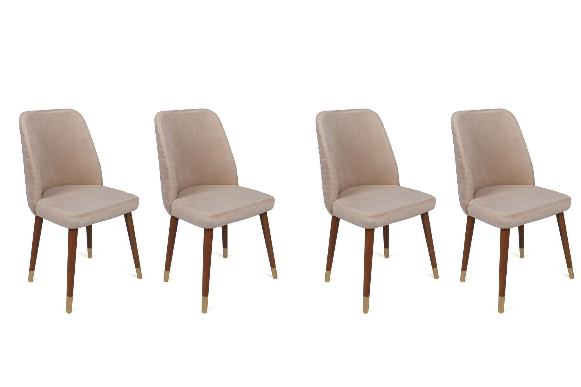 Set scaune, Hanah Home, catifea, crem auriu, 50x49x90 cm, 4 bucati