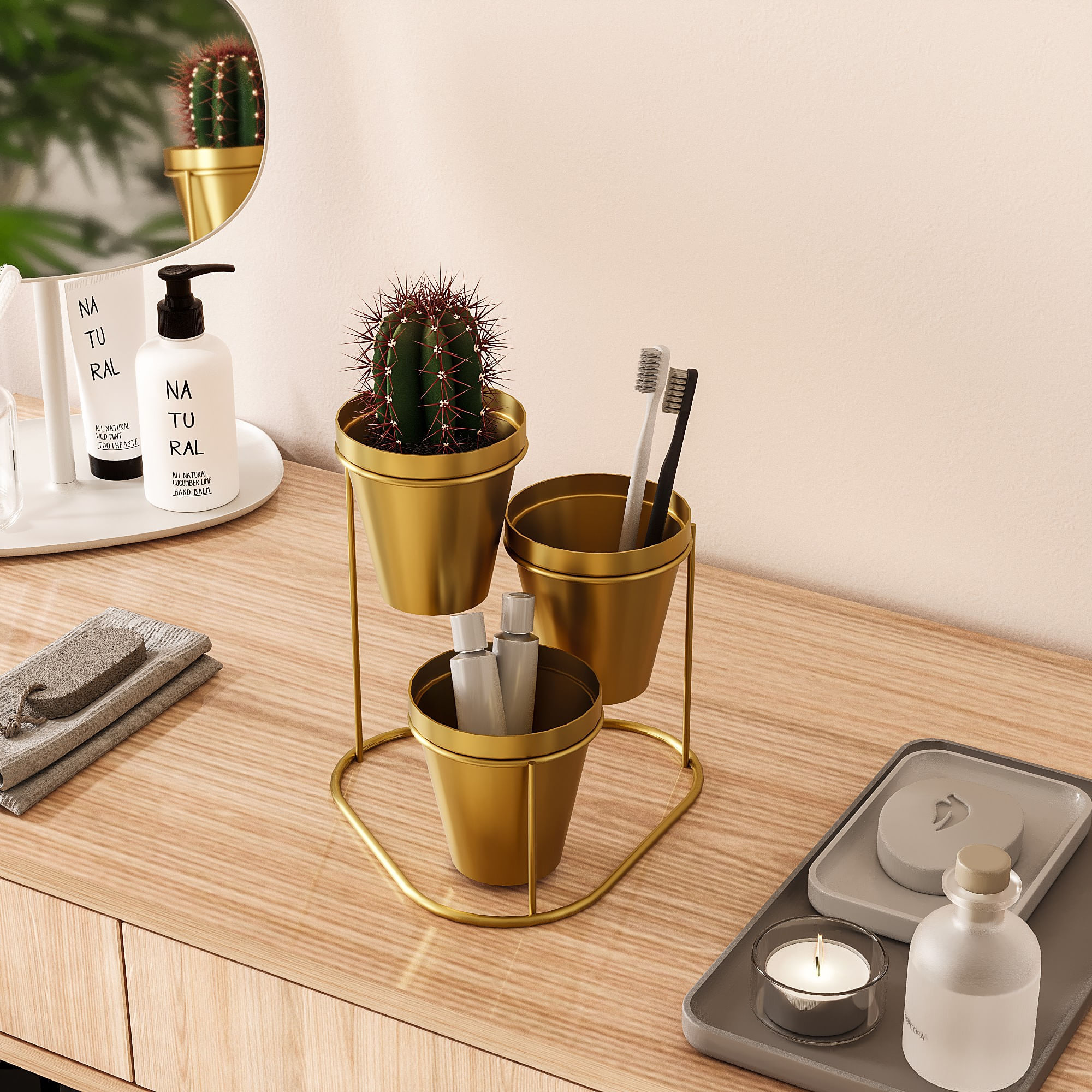 Accesoriu decorativ, Aberto Design, metal, auriu, 19x19x20 cm — imaginea 4