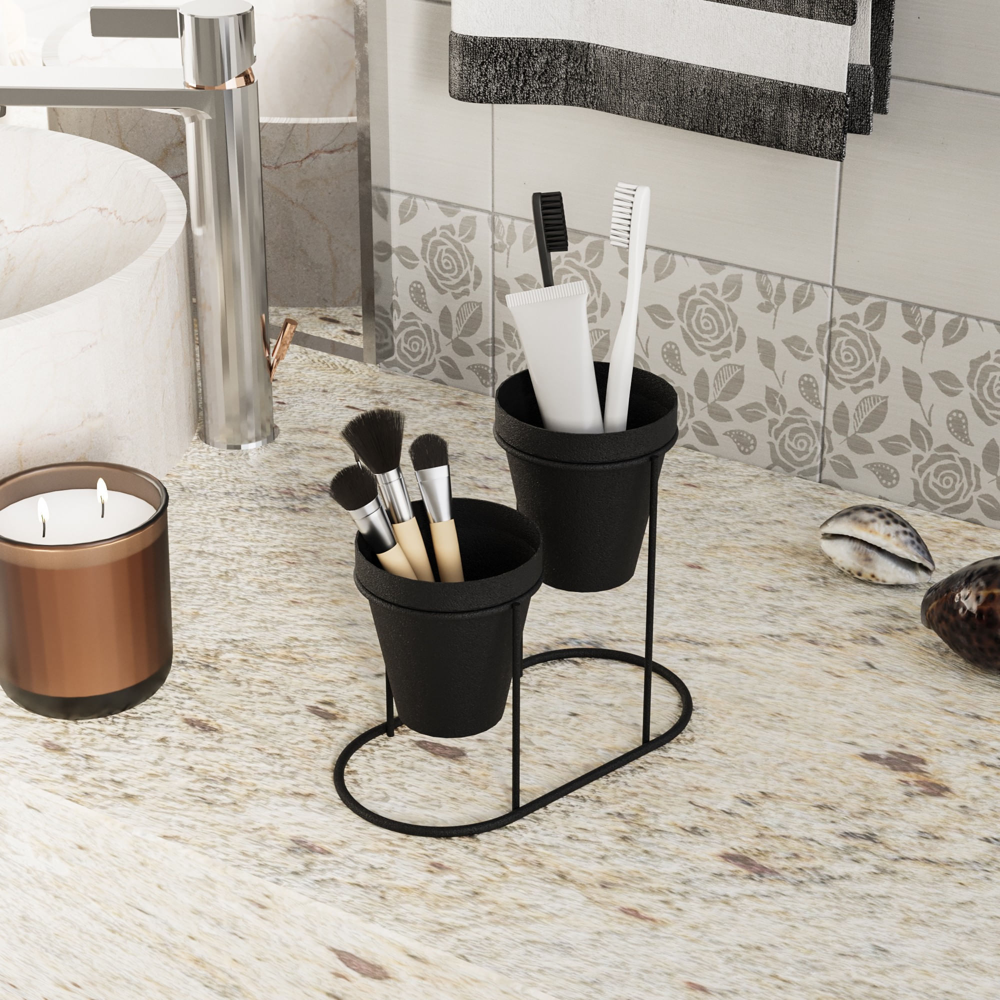 Accesoriu decorativ, Aberto Design, metal, negru, 19x16x10 cm — imaginea 4