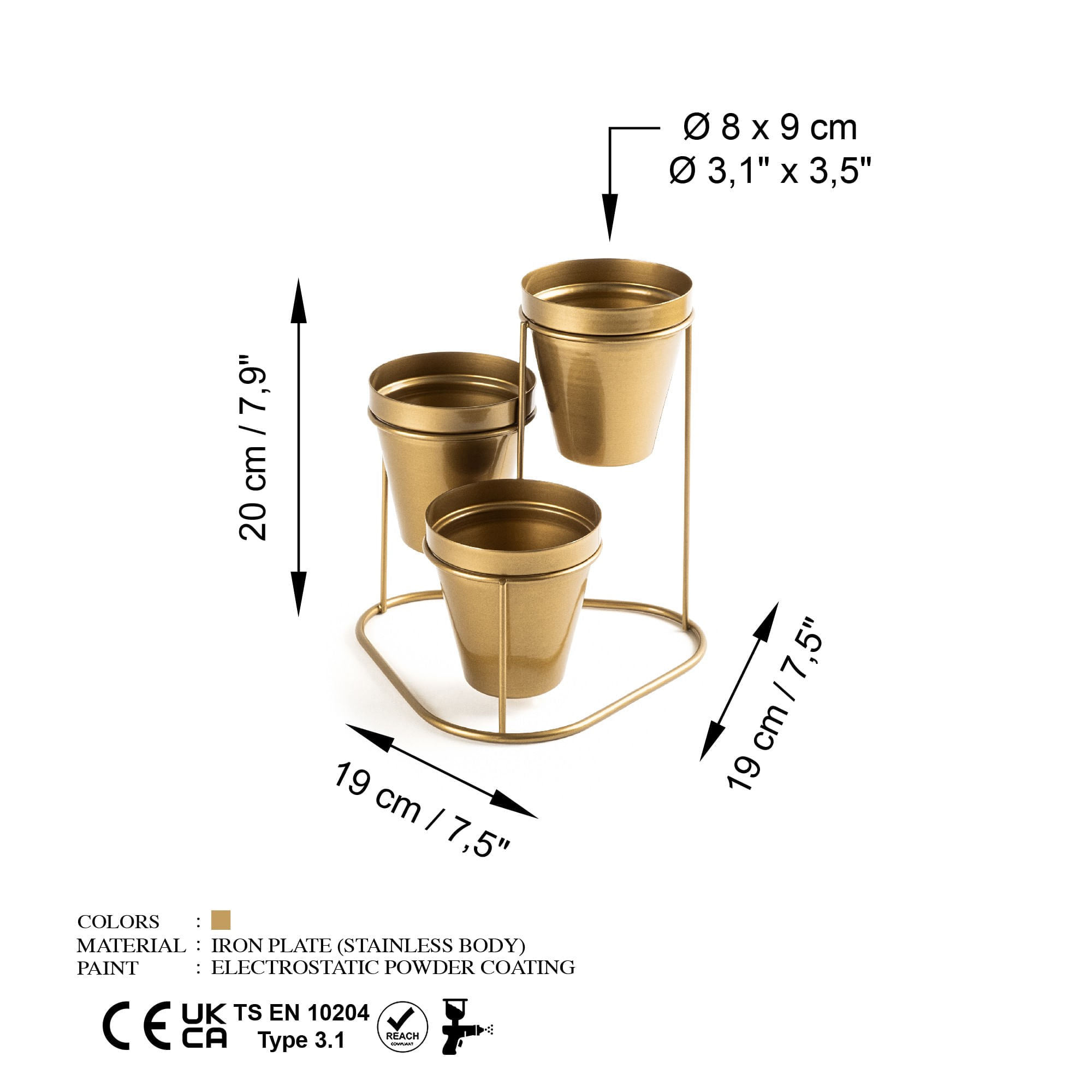 Accesoriu decorativ, Aberto Design, metal, auriu, 19x19x20 cm — imaginea 5