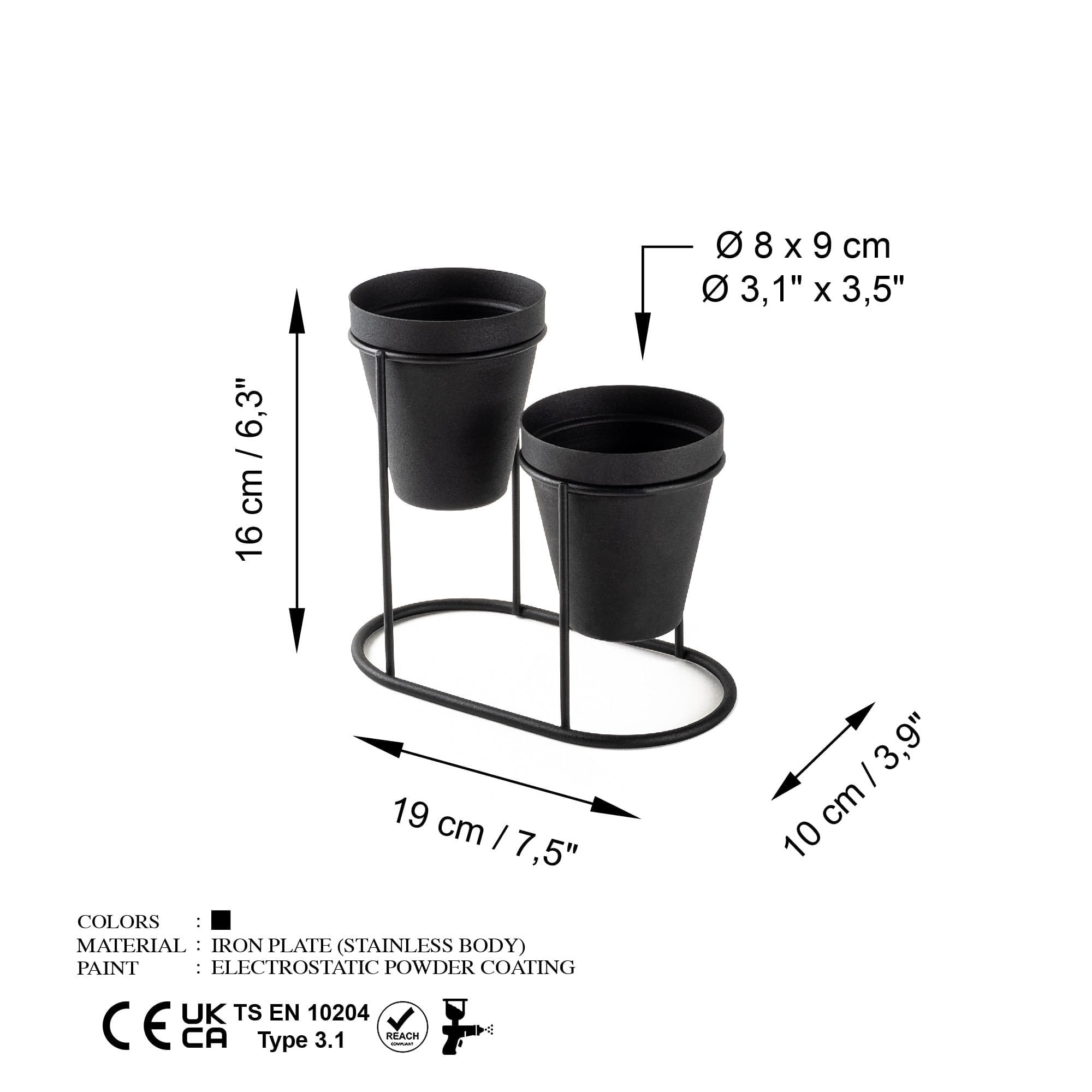 Accesoriu decorativ, Aberto Design, metal, negru, 19x16x10 cm — imaginea 5