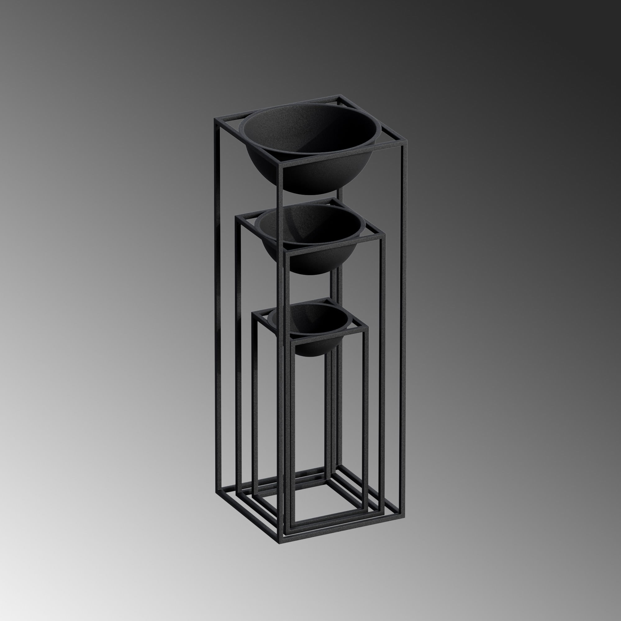 Set ghivece decorative, Aberto Design, metal, negru, 3 dimensiuni — imaginea 5