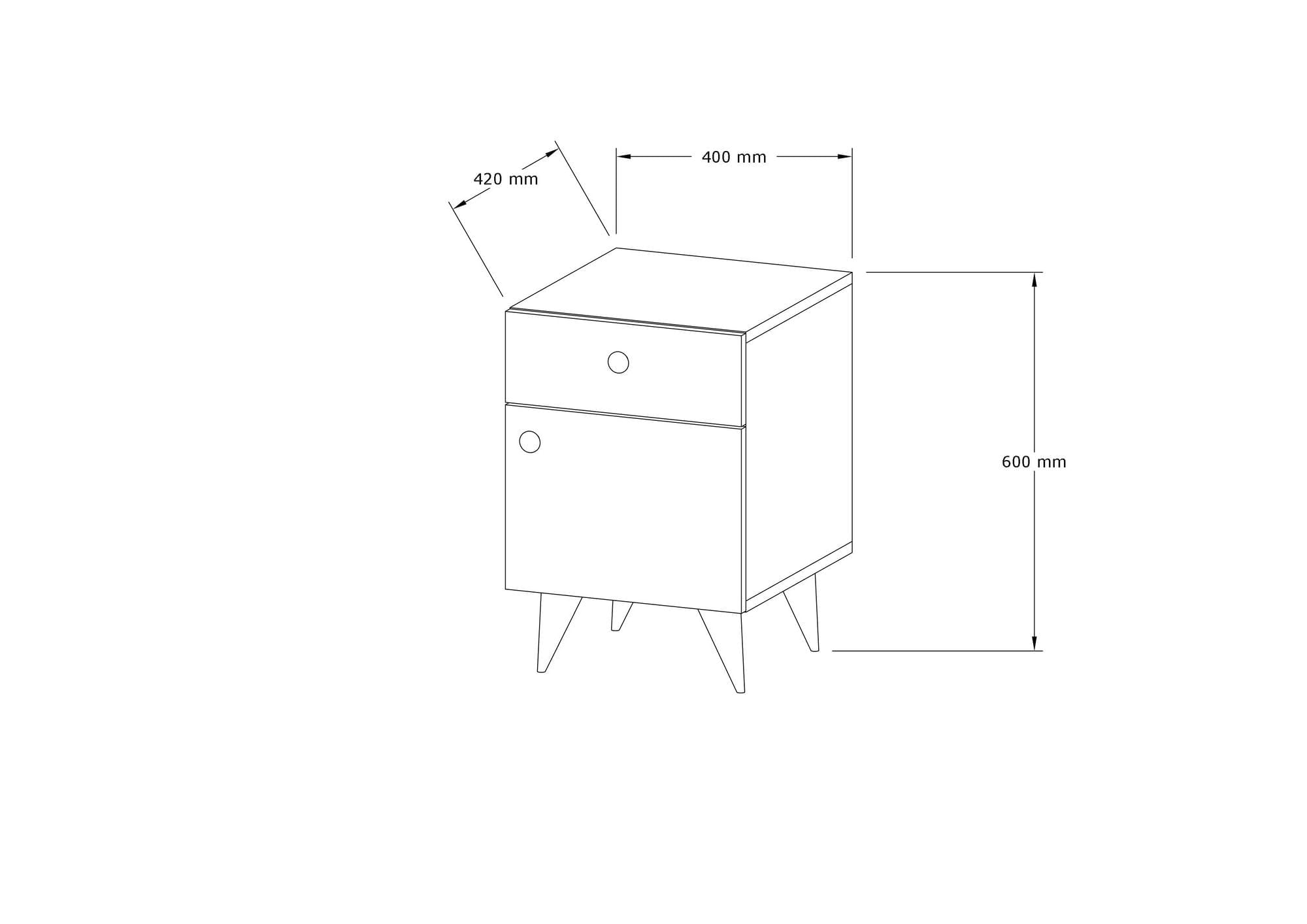 Noptiera, Hanah Home, pal melaminat, nuc, 40x43.8x60 cm — imaginea 4