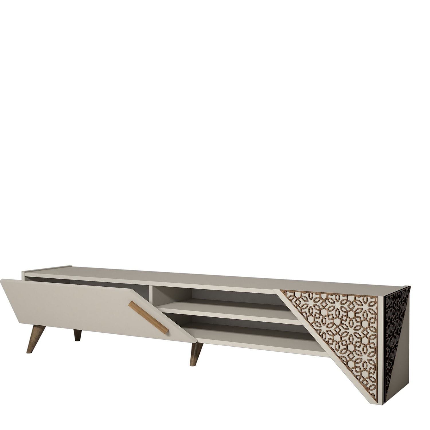 Comoda tv, Hanah Home, pal melaminat, crem, 180x40x37 cm, 845HCT5502