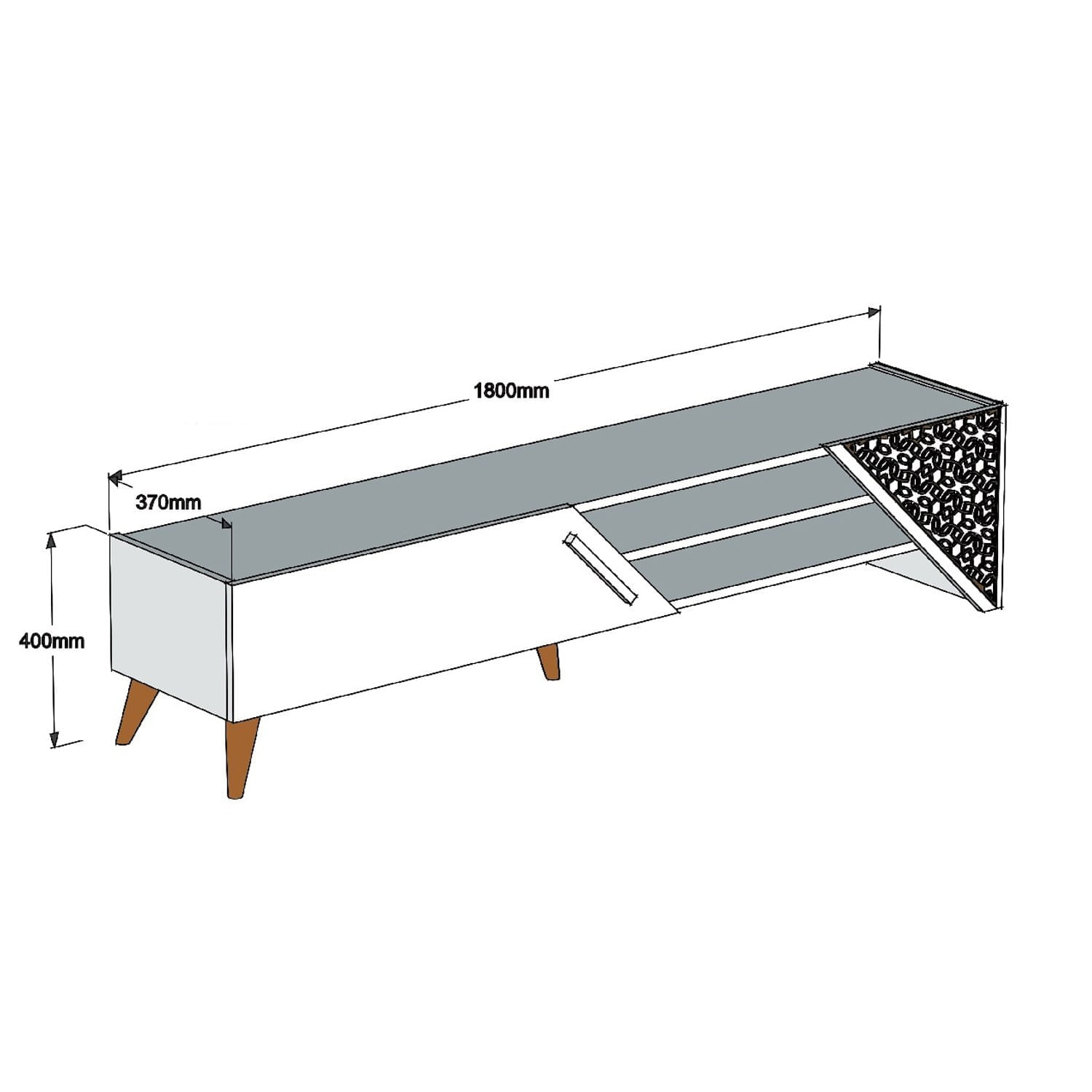 Comoda tv, Hanah Home, pal melaminat, crem, 180x40x37 cm, 845HCT5502 — imaginea 5