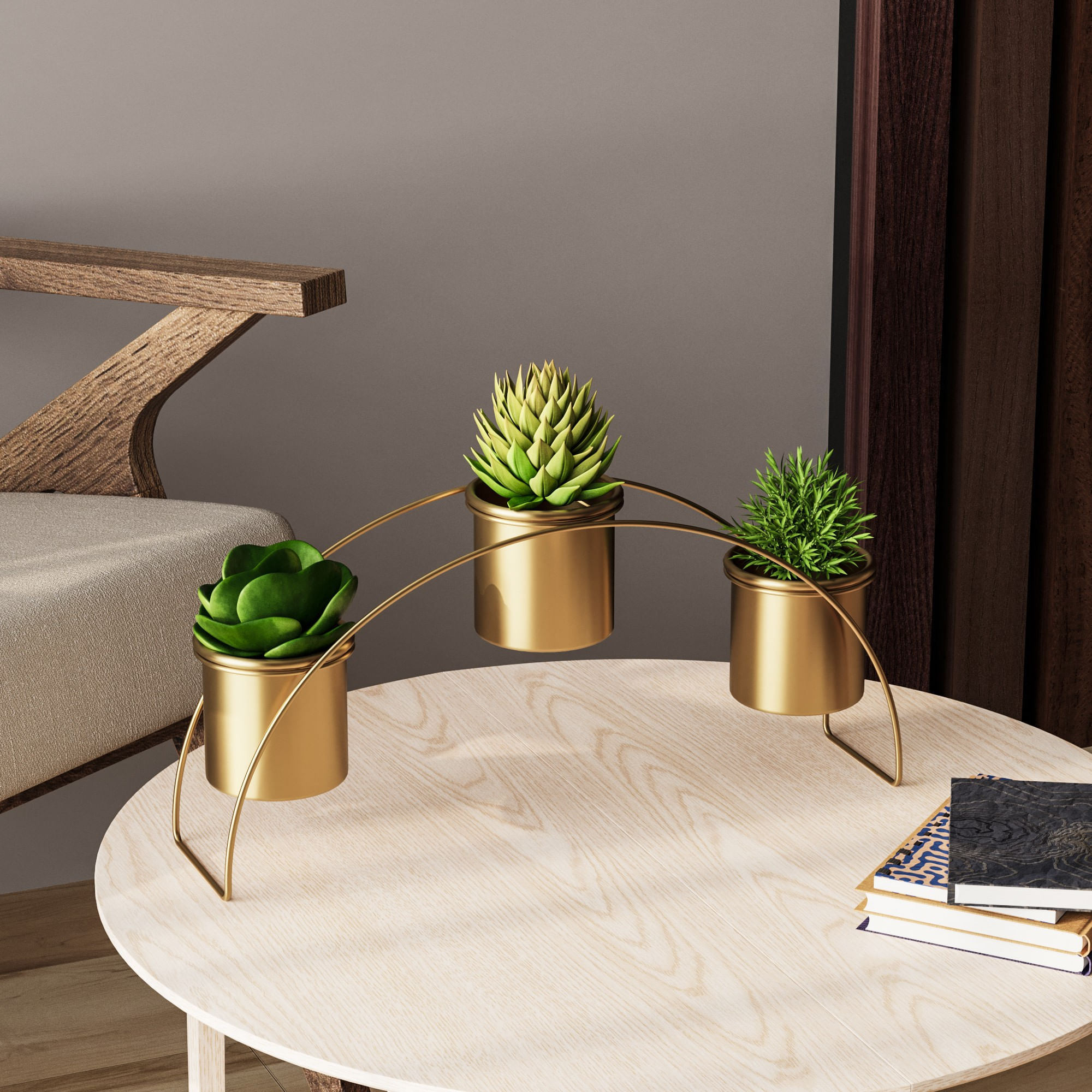 Accesoriu decorativ metalic, Aberto Design, auriu, 40x20x10 cm — imaginea 2