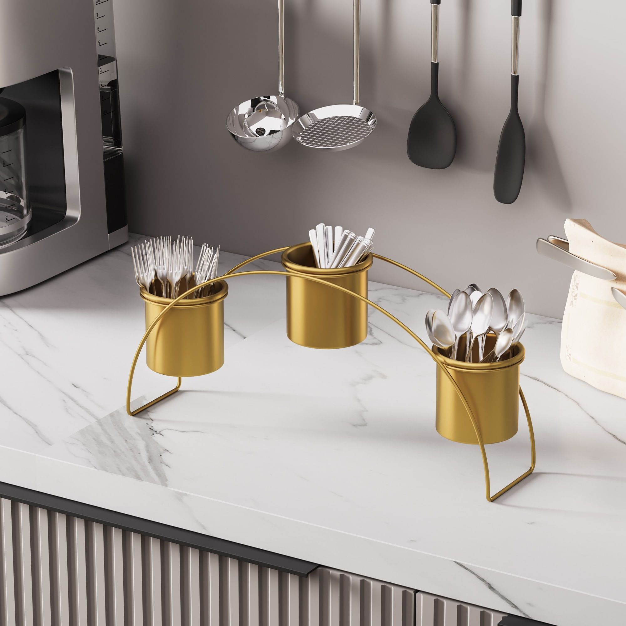 Accesoriu decorativ metalic, Aberto Design, auriu, 40x20x10 cm — imaginea 3