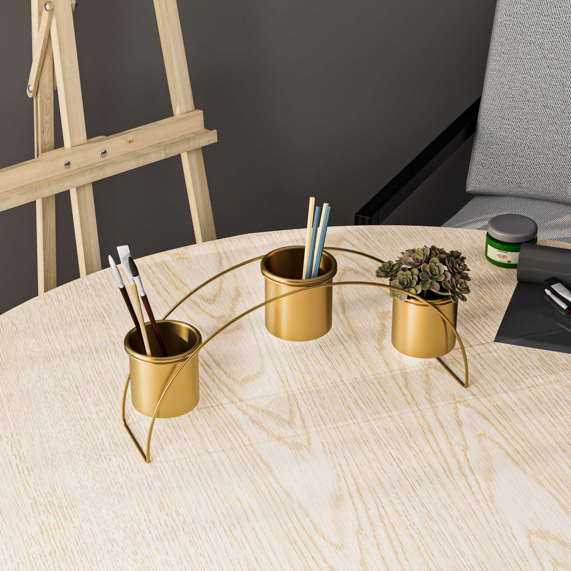 Accesoriu decorativ metalic, Aberto Design, auriu, 40x20x10 cm — imaginea 4