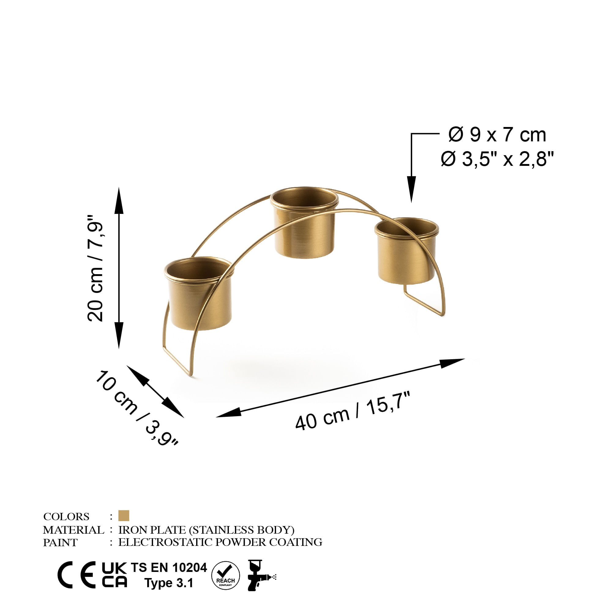 Accesoriu decorativ metalic, Aberto Design, auriu, 40x20x10 cm — imaginea 5
