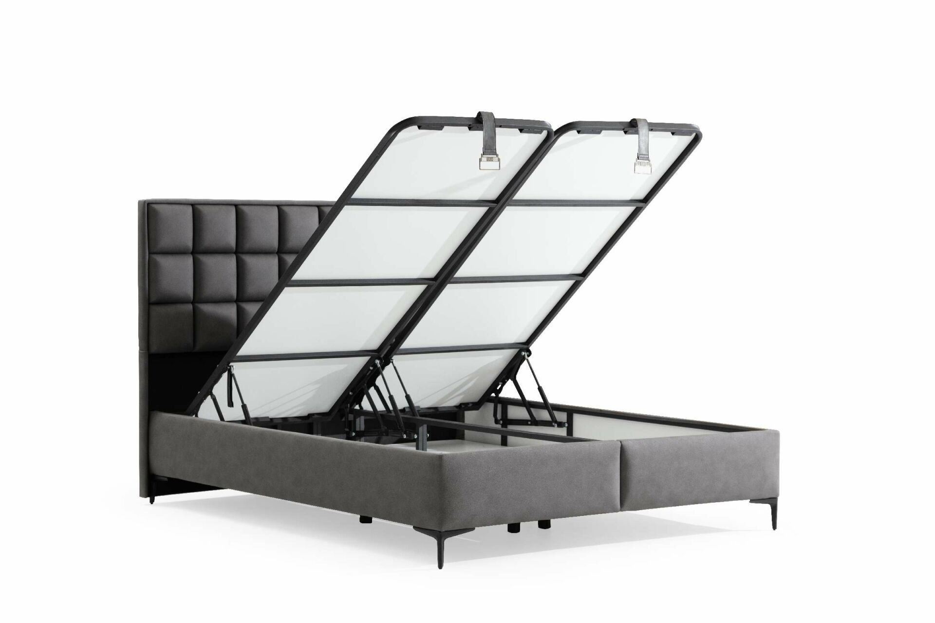 Somiera cu tablie, Hanah Home, pal melaminat, gri, 100x200 cm — imaginea 2